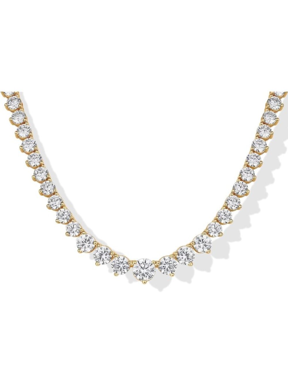 14K Gold Plated Graduated Tennis Necklace for Women, Sparkling CZ Jewelry